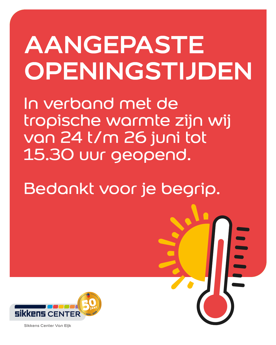 Code oranje: wij sluiten eerder!