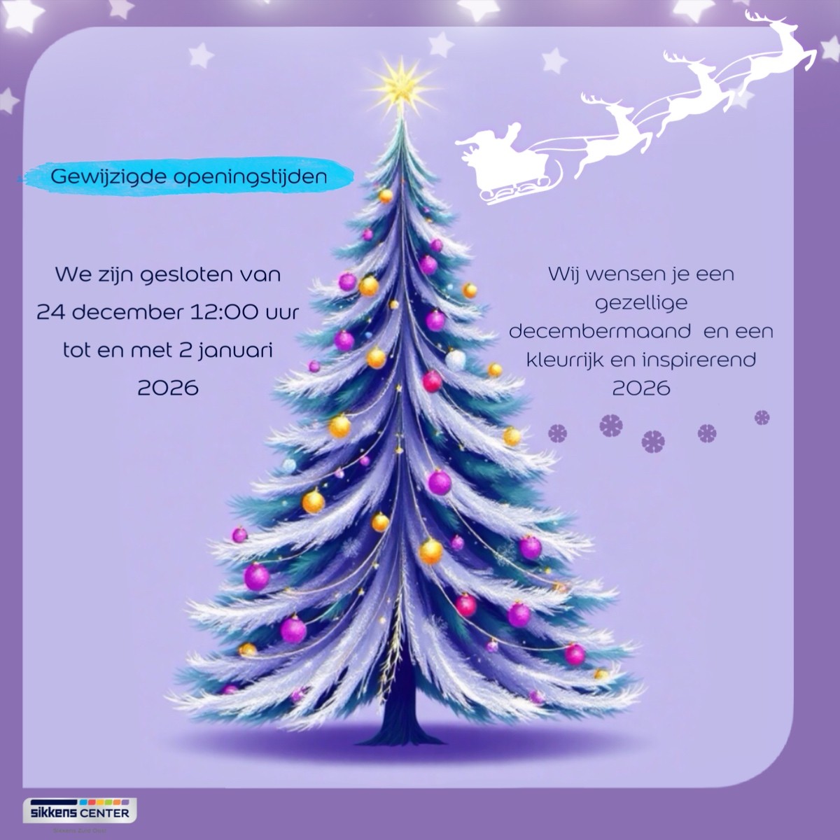 Openingstijden rond de feestdagen